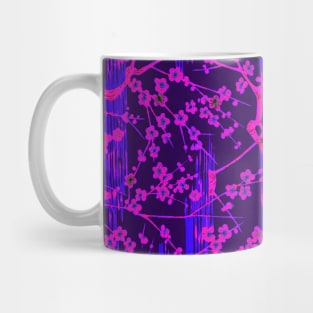 PINK SAKURA FLOWERS IN BLUE Antique Japanese Floral Pattern Mug